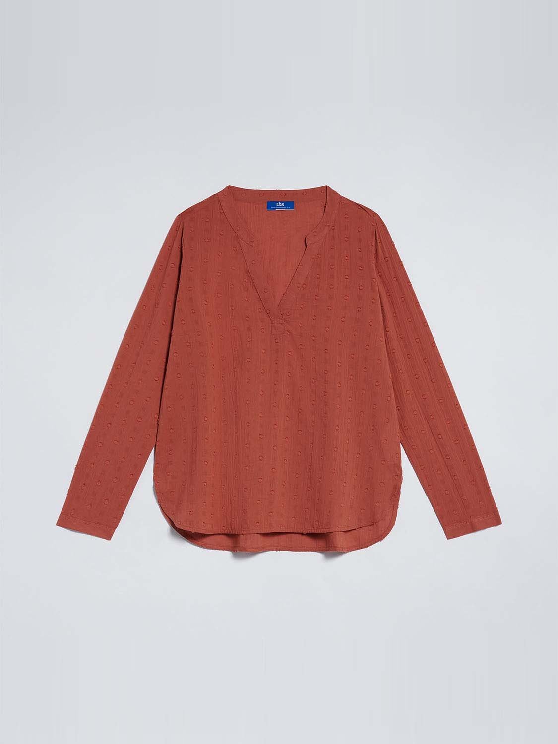 Blouse Femme Manches Longues Coton Léger Terracotta