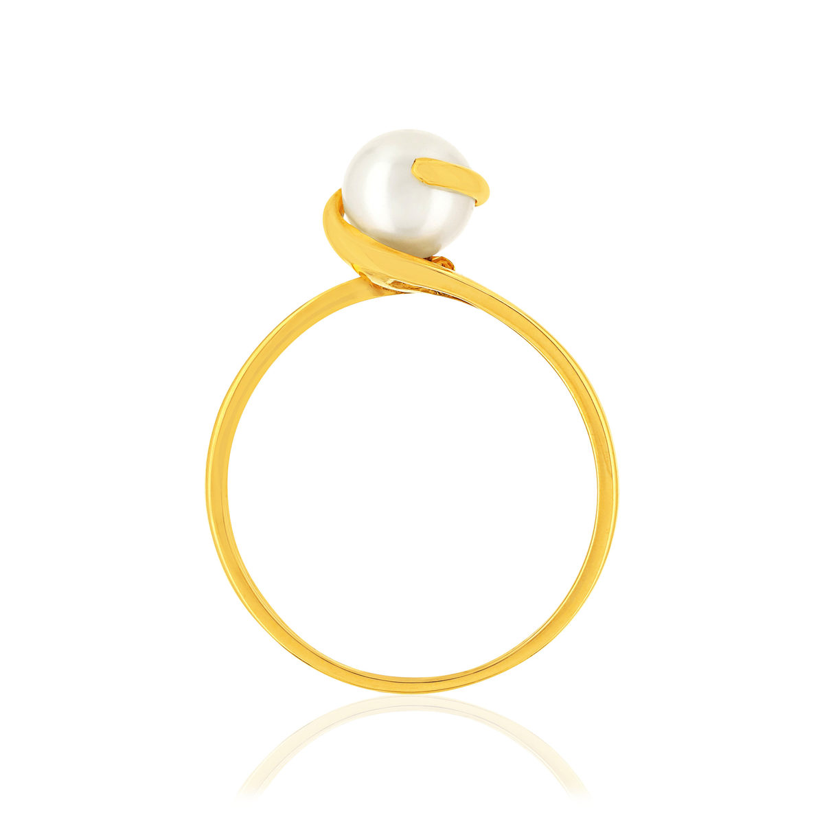 Bague or jaune 375 perle de culture de chine