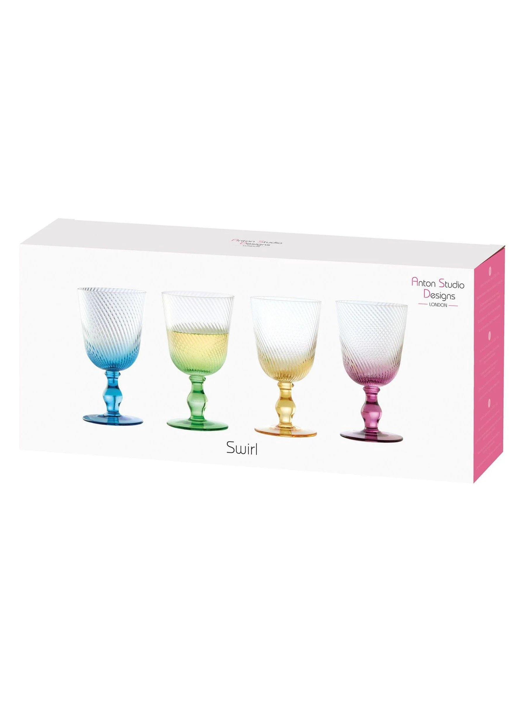 Anton Studio Designs Set of 4 Swirl Wine Glasses