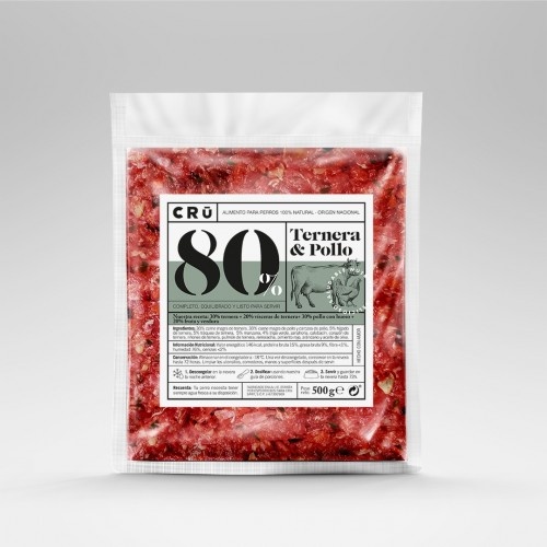 CRU carne natural de frango e bovina para cães