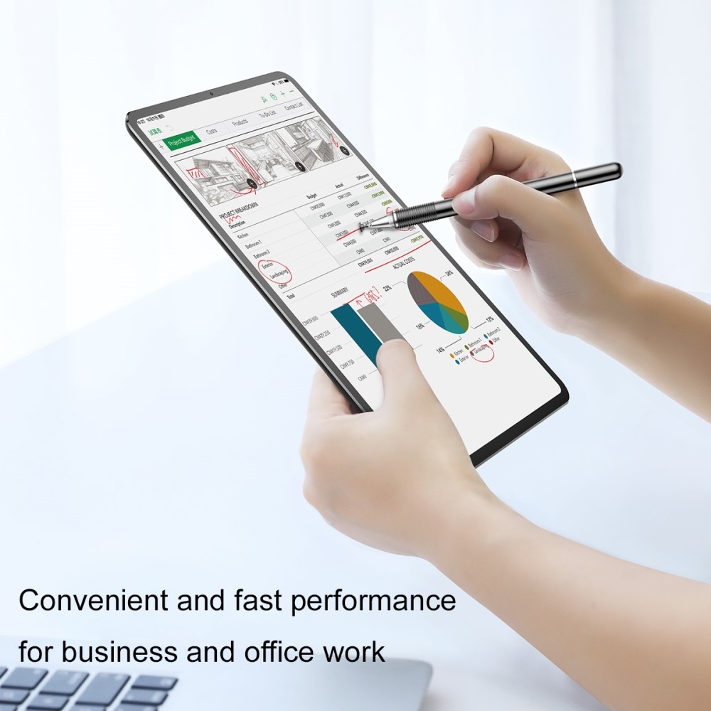 2in1 Kapazitiver Präzisions Stylus Touch Pen   Kugelschreiber - Silber