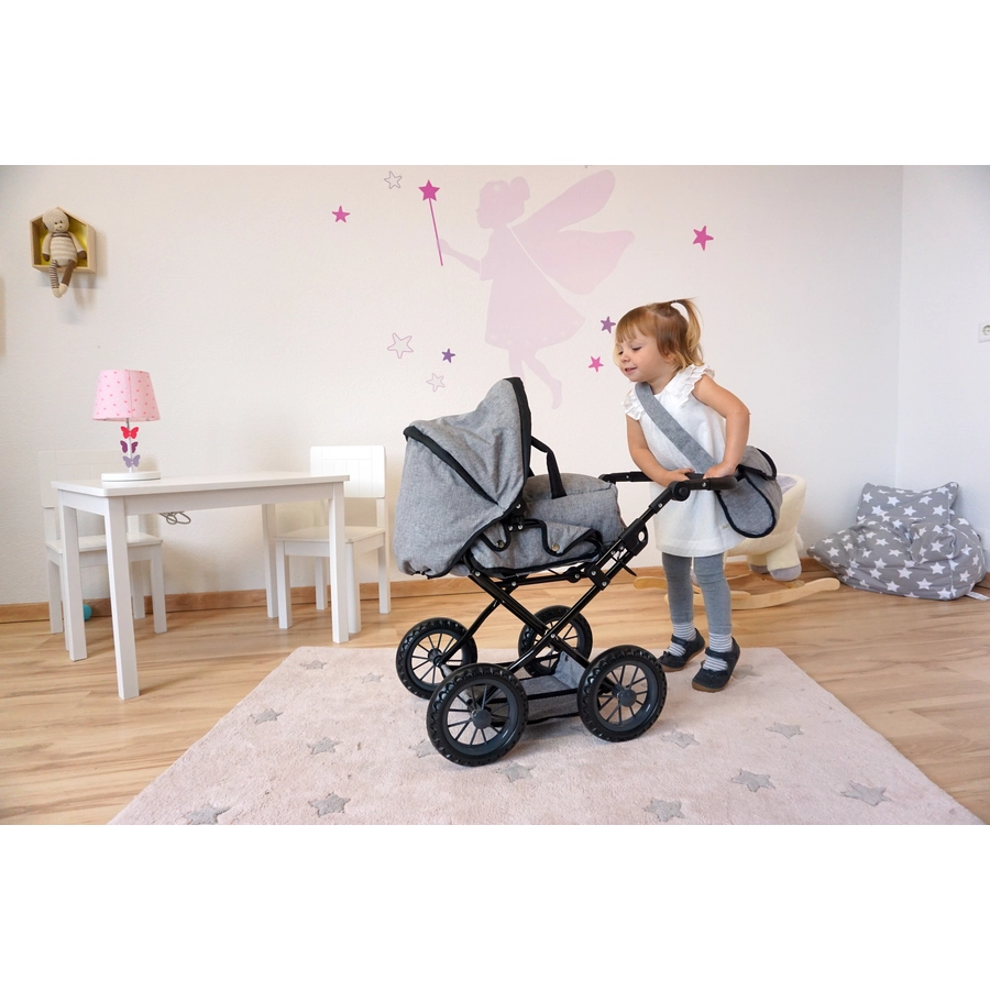knorr toys® Puppenwagen Ruby - stone black grau