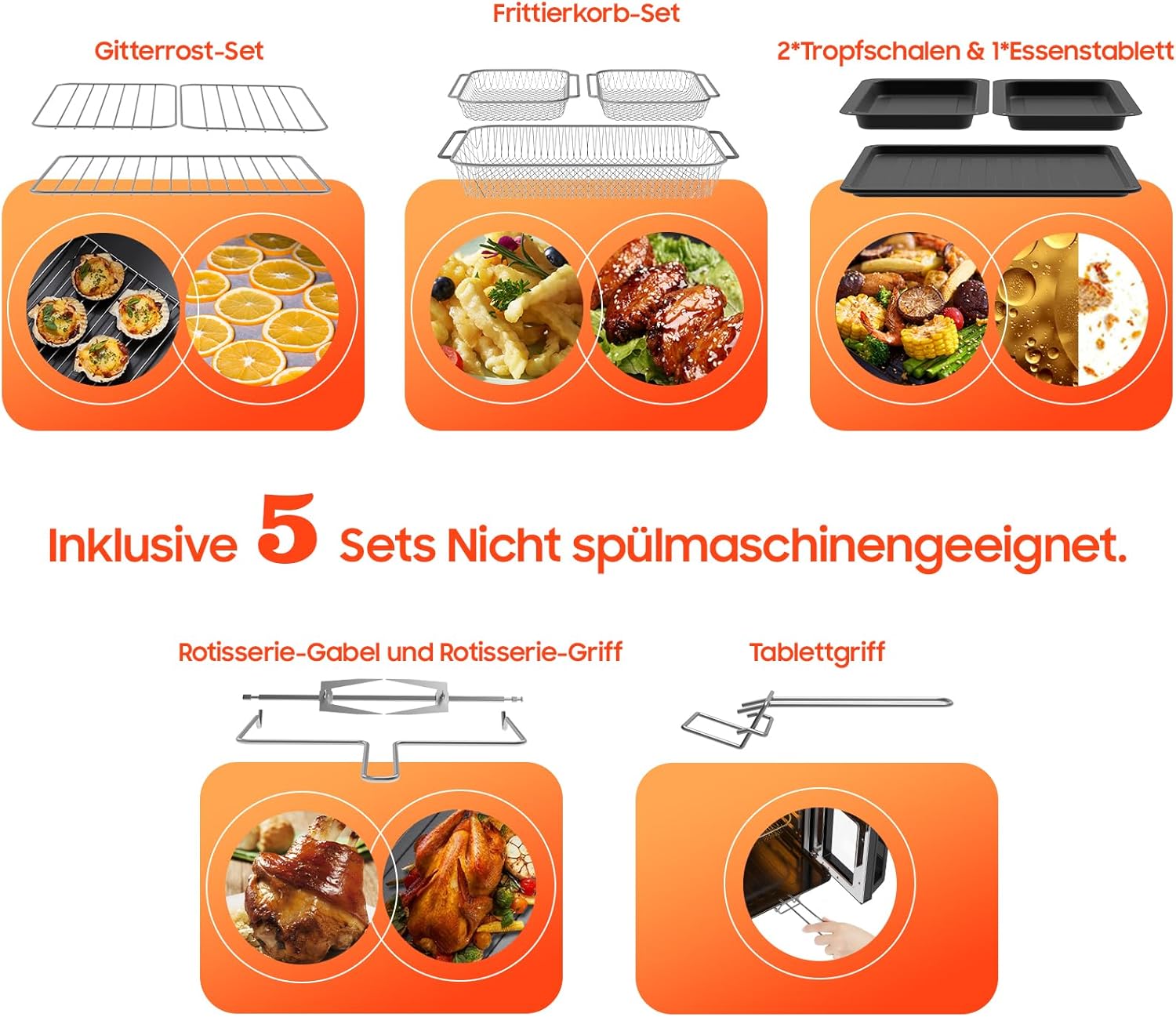 Heißluftfritteuse Dual Zone 23L - XXL Airfryer mit herausnehmbarem Trenner, Heissluftfritteuse mit French Door, 15 Programme, Großes Fenster, 5 Sets Zubehör, Rezepte