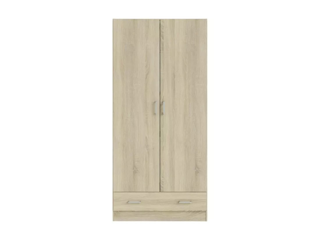 Garde-robe 2 portes Dsban, Meubles de chambre, Penderie de plain-pied, Placard à vêtements, 79x36 h170 cm, Chêne