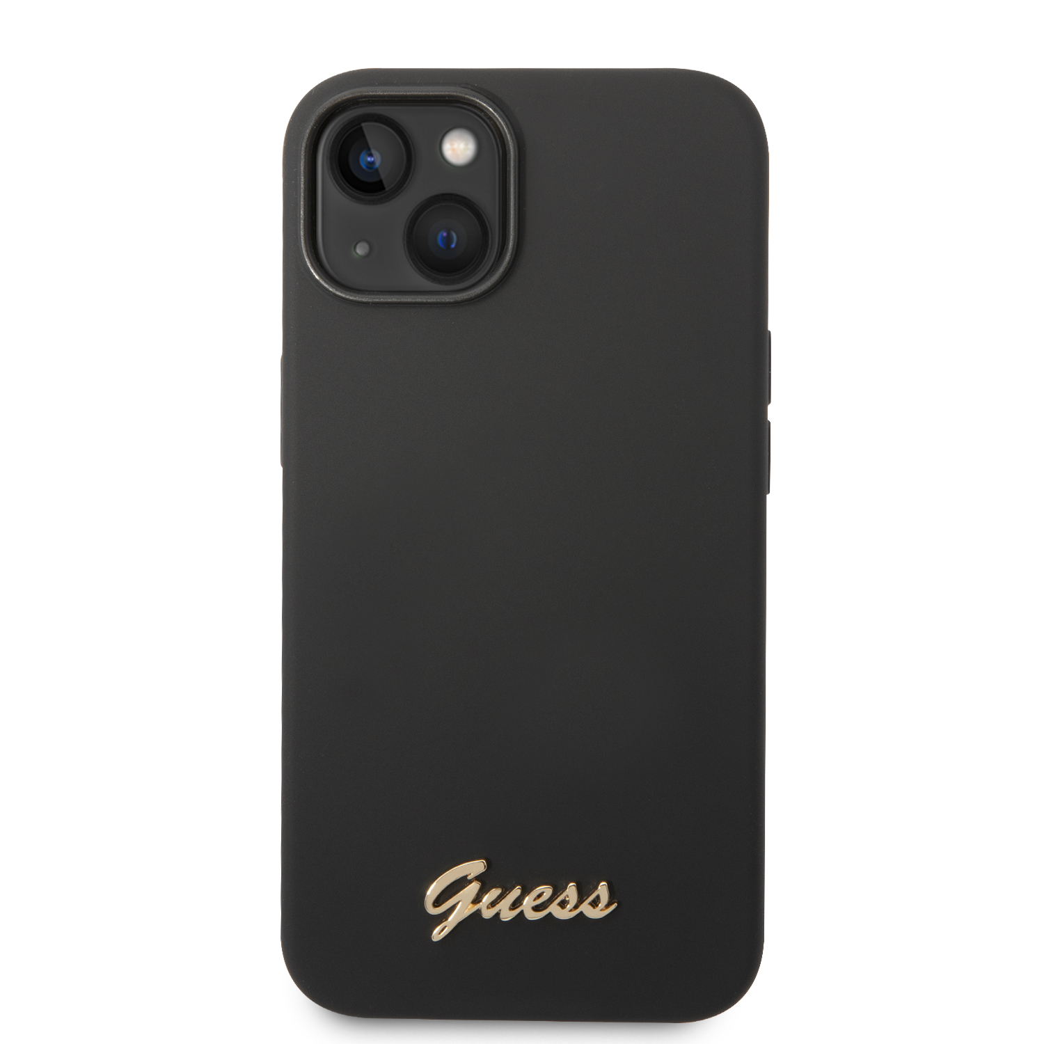 iPhone 14 Silikon Hardcase Hülle Vintage Script (GUHCP14SSLSMK) - Schwarz / Gold