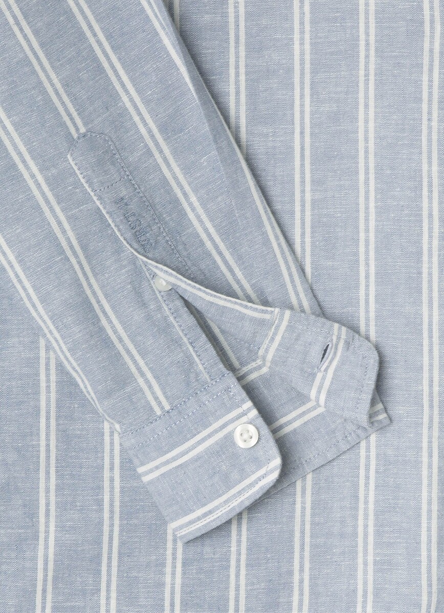 PEPE JEANS<br>Camisa listrada de algodão e linho