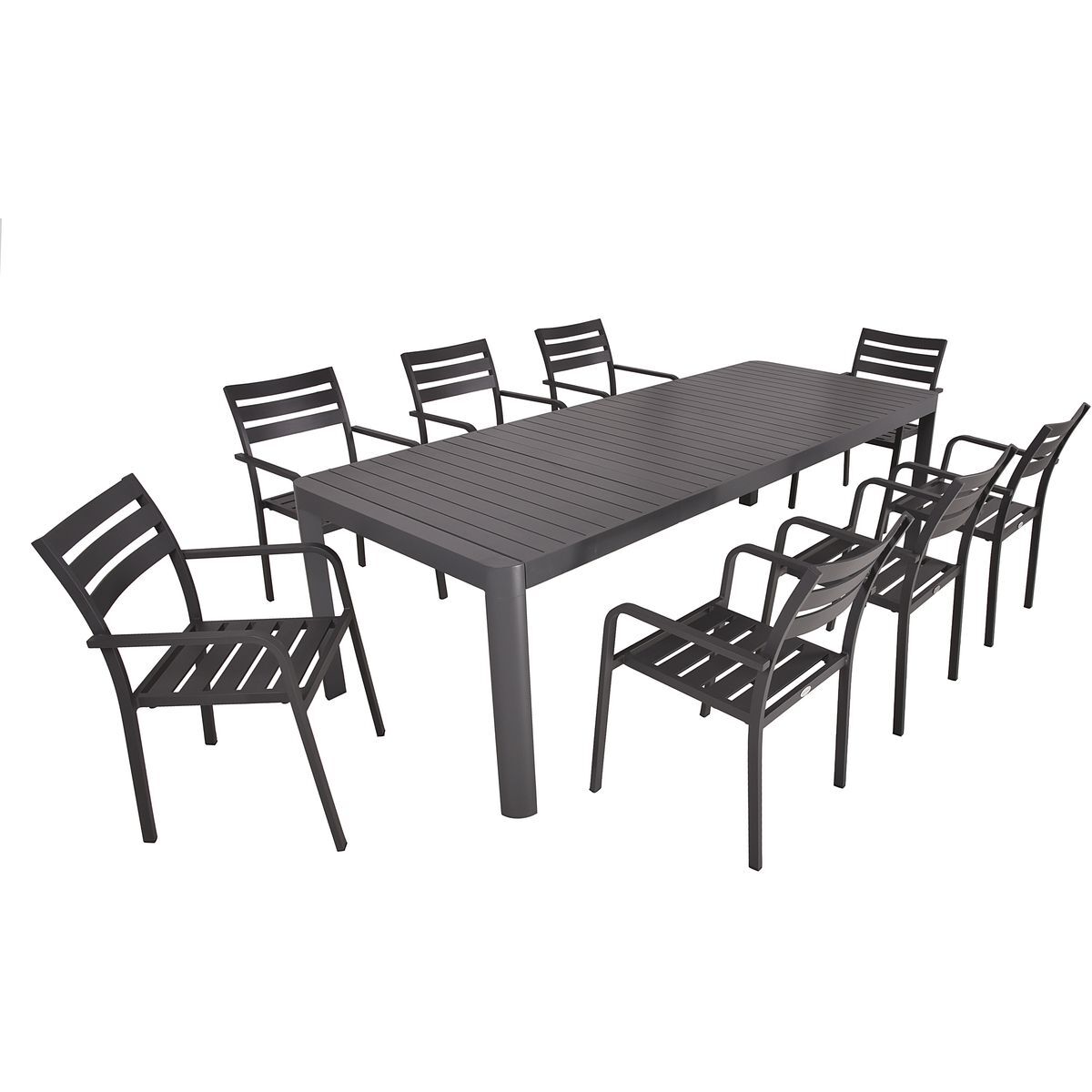9-teilige Tischgruppe AMIRA - anthrazit - Aluminium