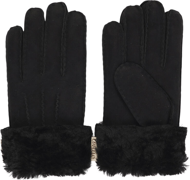 Lovelies KELLY - GLOWES - SHEEP SKIN WITH SHEARLING CUFF Black
