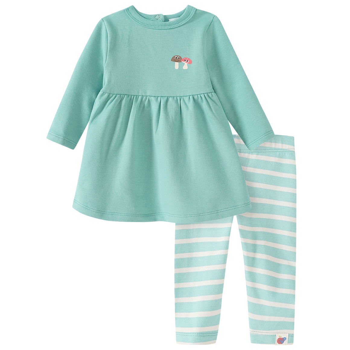 Topomini Newborn Sweatkleid und Leggings im Set helltürkis / creme