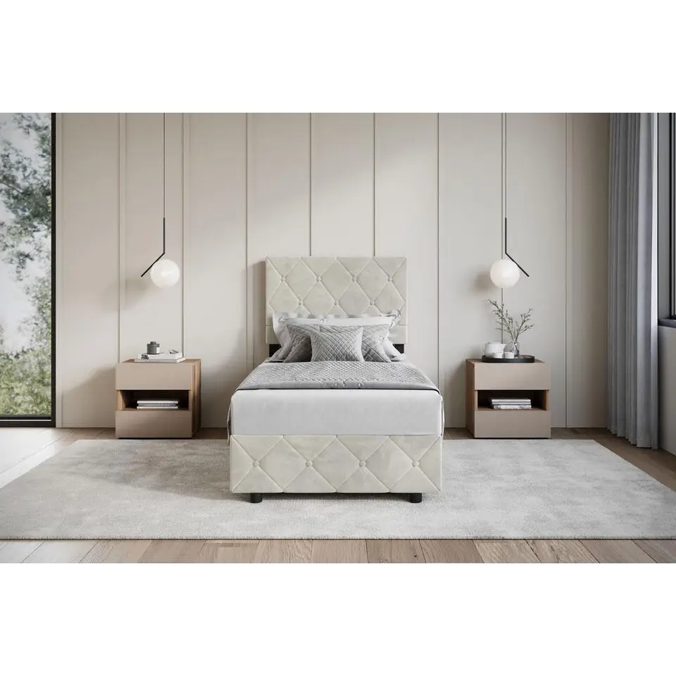 Meubella - Eenpersoonsbed Hernandez - Beige 90x200 cm - Met gaslift