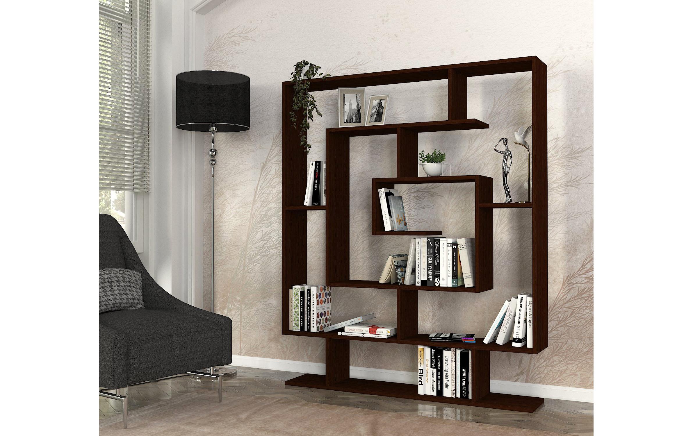 Regal Sarmasik – Wenge Schwarz<br>Modernes Bücherregal
