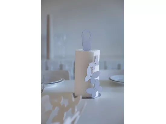 Porte-rouleau de table papillon blanc Fabriqué en Italie en acier, 3 rouleaux, style moderne pour salle de bain et cuisine
