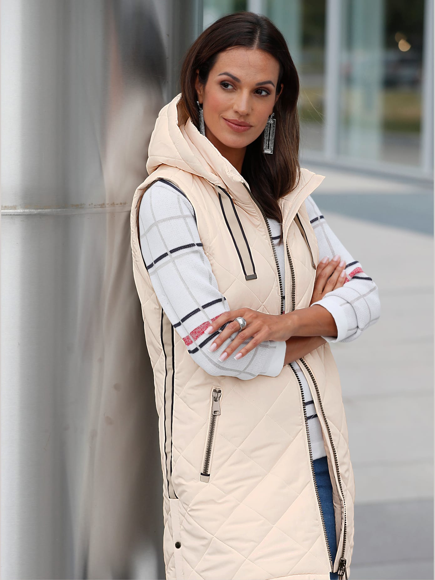 Gilet long capuche amovible