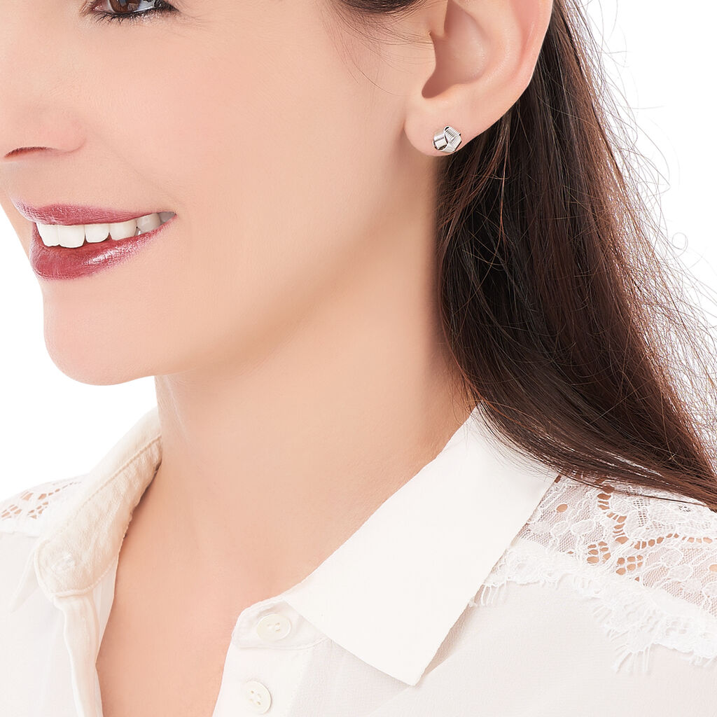 Boucles D'oreilles Puces Albanne Argent Blanc