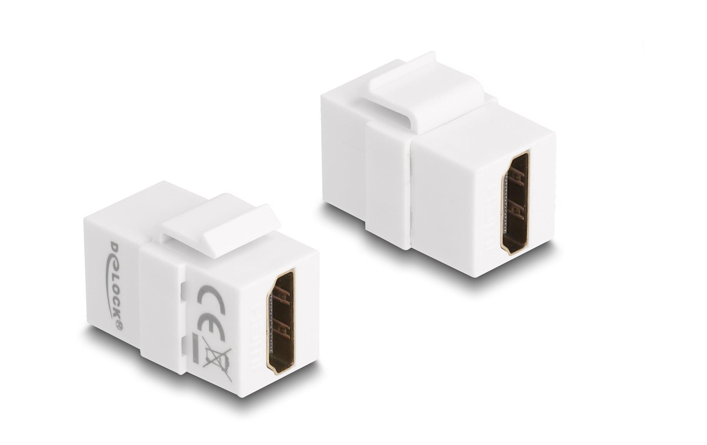 Keystone-Modul HDMI WeissDelock Keystone Modul HDMI Buchse zu HDMI Buchse Weiss