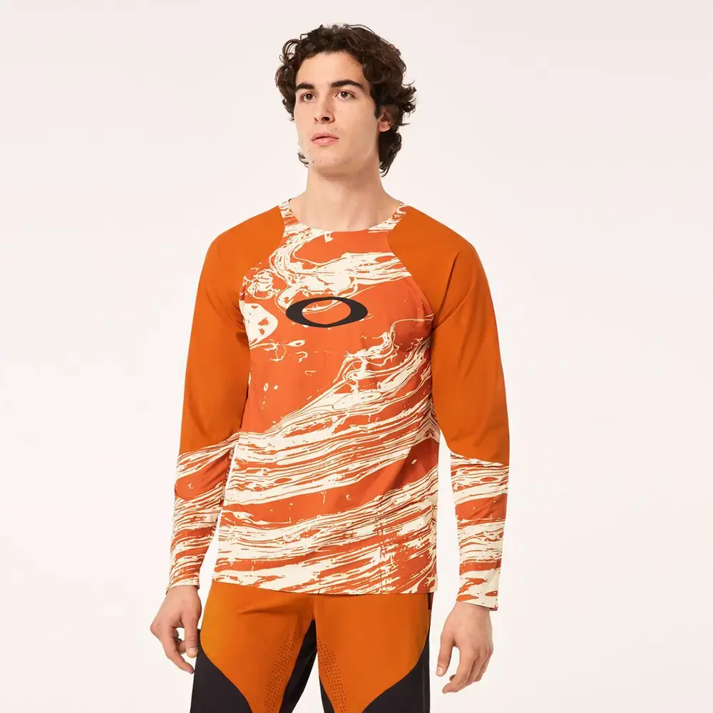 Oakley Seeker Airline MTB Fietsshirt Lange Mouwen Wit/Bruin Heren