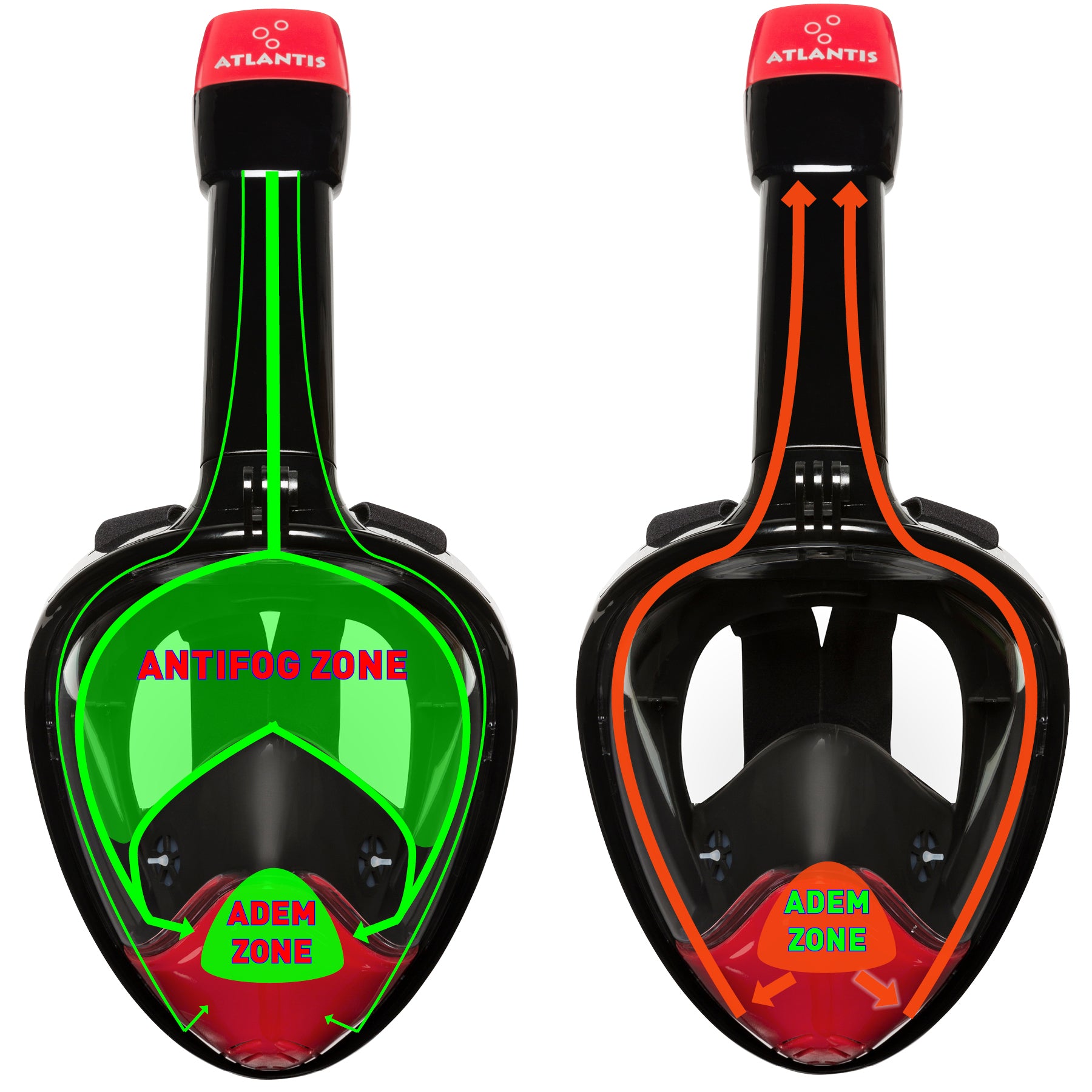 Atlantis 2.0 Zwart L/XL Volwassenen Snorkelmasker - Red