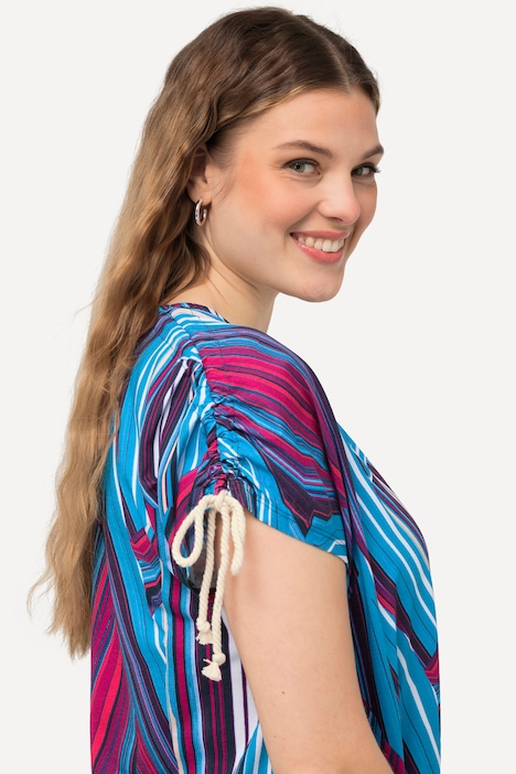 Jersey-Midikleid, A-Linie, V-Ausschnitt, Halbarm