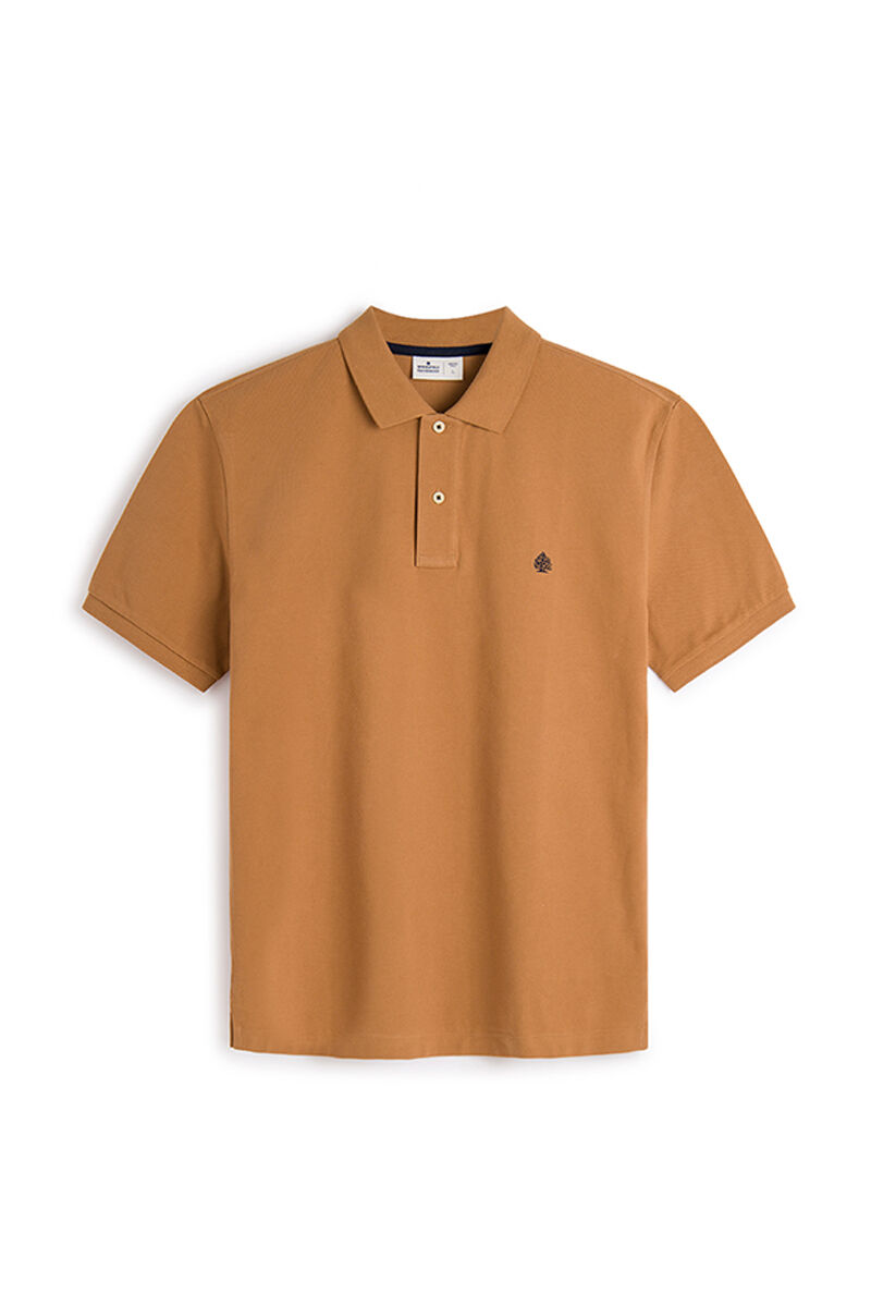 Camisa polo básica em piqué - bege