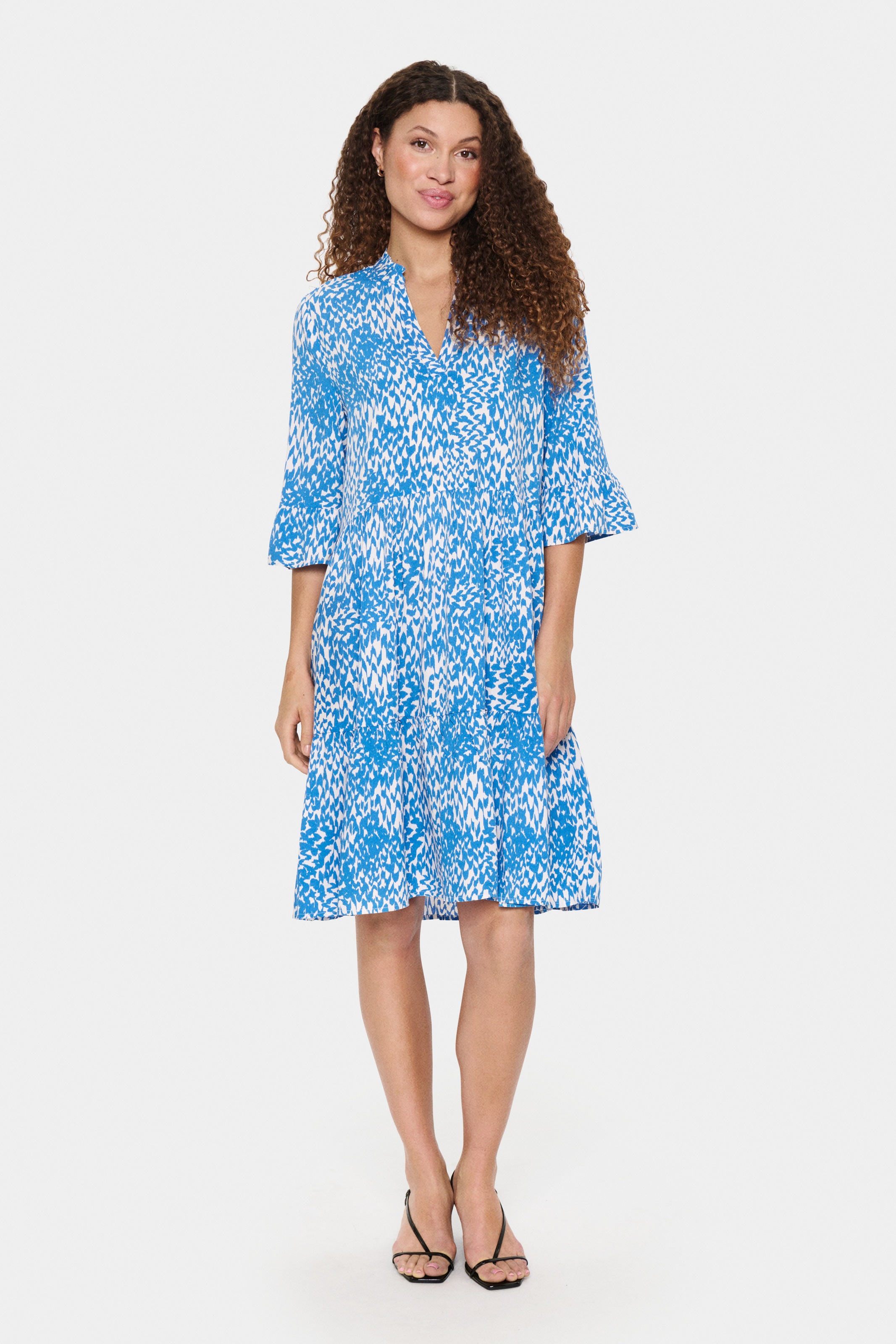 Saint Tropez Blusenkleid »EdaSZ Dress« Sommerkleid, Tunikakleid mit Volant und 3/4 Ärmel