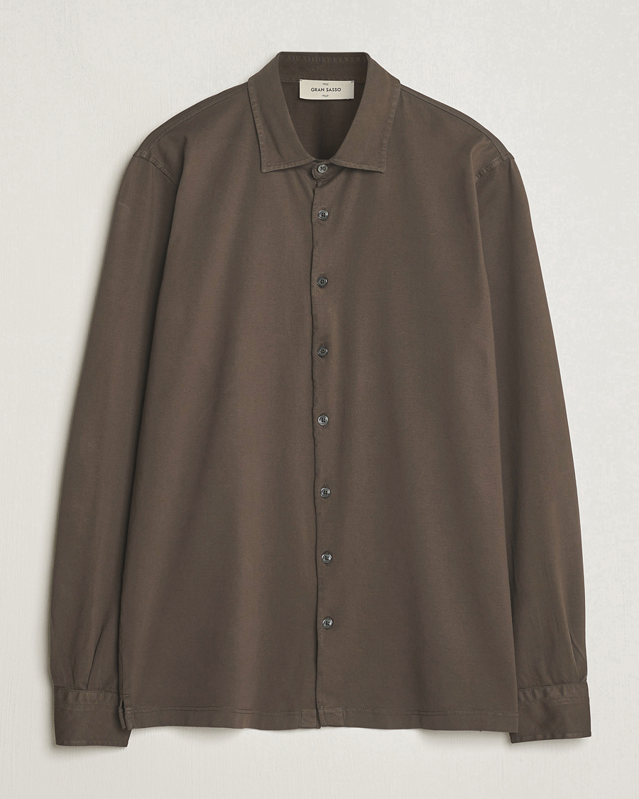 Gran Sasso Washed Cotton Jersey Shirt Dark Brown