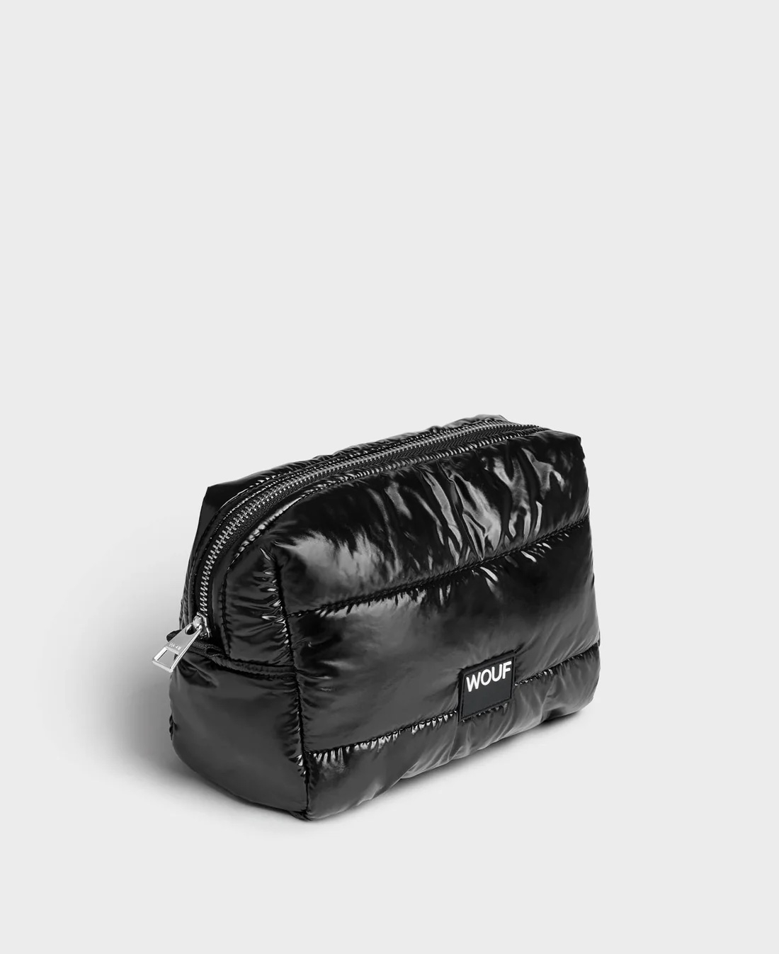 (21x16cm) Toiletry Bag Necessaire Kulturbeutel aus recyceltem Stoff (MBQ230046) - Black Glossy