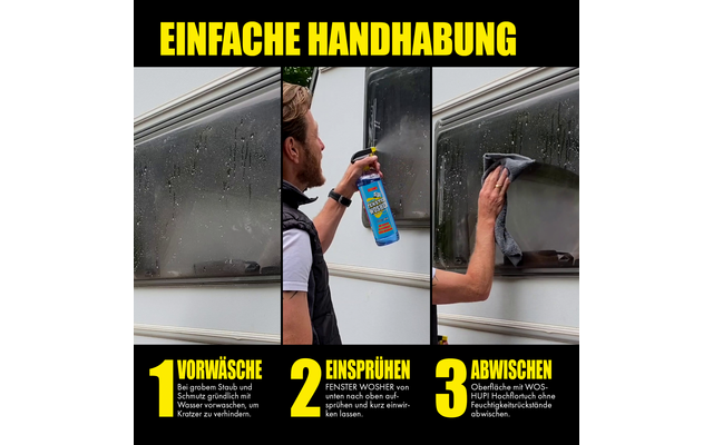 WOSHUP! Fenster Wosher Scheibenreiniger für Wohnwagen und Wohnmobile 1 Liter
