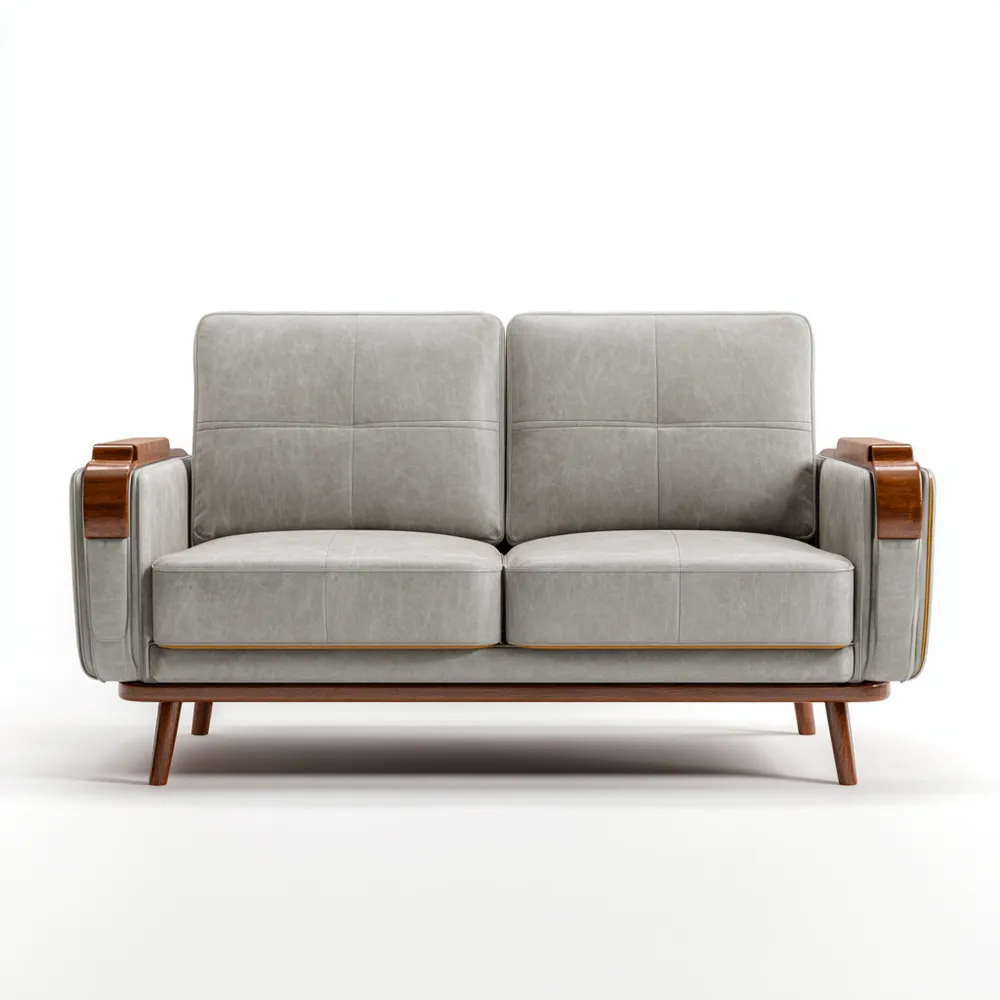 2-Sitzer-Sofa Kunstleder 170x85x78 cm – Hellgrau – Moderner Stil mit H