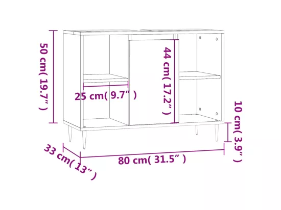 Armoire salle de bain sonoma gris 80x33x60 cm bois d'ingénierie