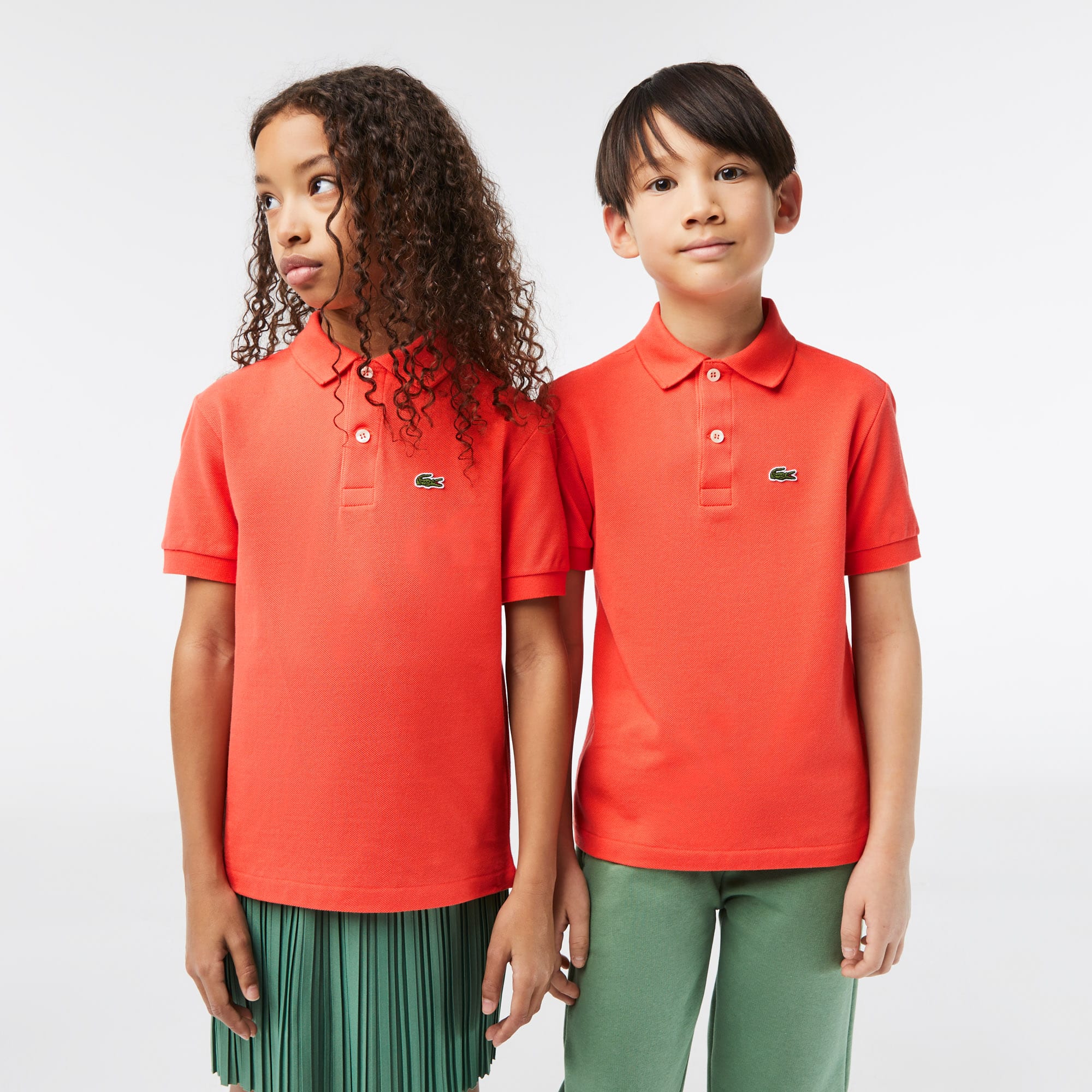 Polo enfant Lacoste regular fit en petit piqué uni Polos - Orange - Lacoste - Enfant