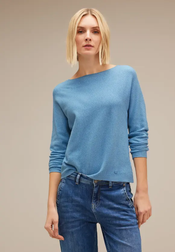 Struktur Strickpullover - gentle blue melange