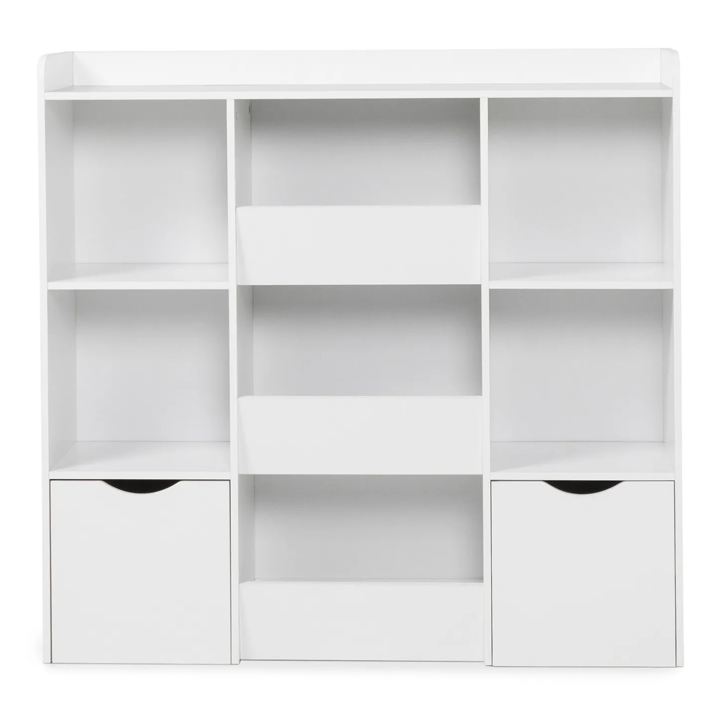 Meuble de rangement enfant MANA 5 étagères, 3 bacs et 2 cubes sur roulettes blanc