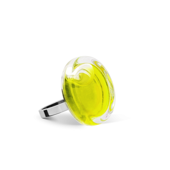 Bague en verre soufflé - Cachou Nano Transparent