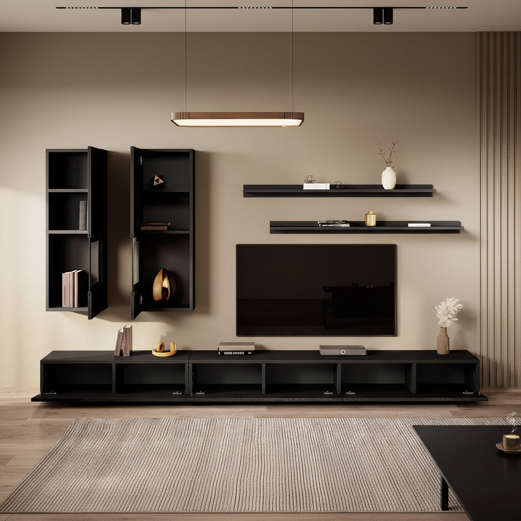 Antrix - Wandmeubel - Zwart - 270x41x26 cm