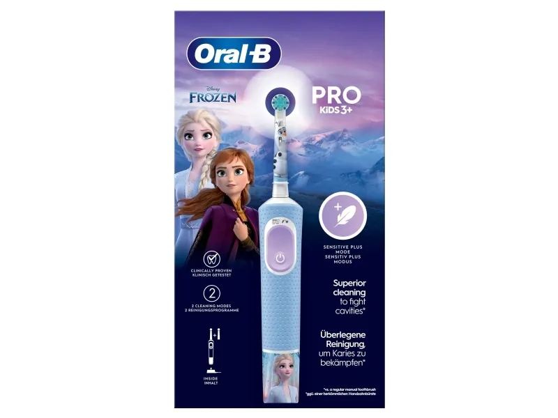 Oral-B Pro Kids, Barn, Roterende, pulserende tandbørste, Daglig pleje, Super sensitive, Lyse Blå, Batteri, Indbygget batteri