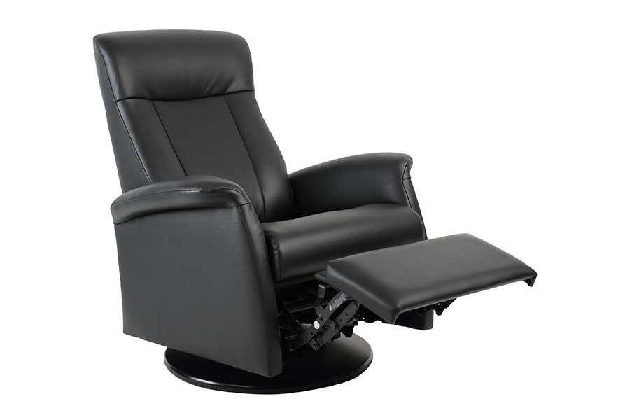 Dublin recliner Hud/PU sort i størrelse.