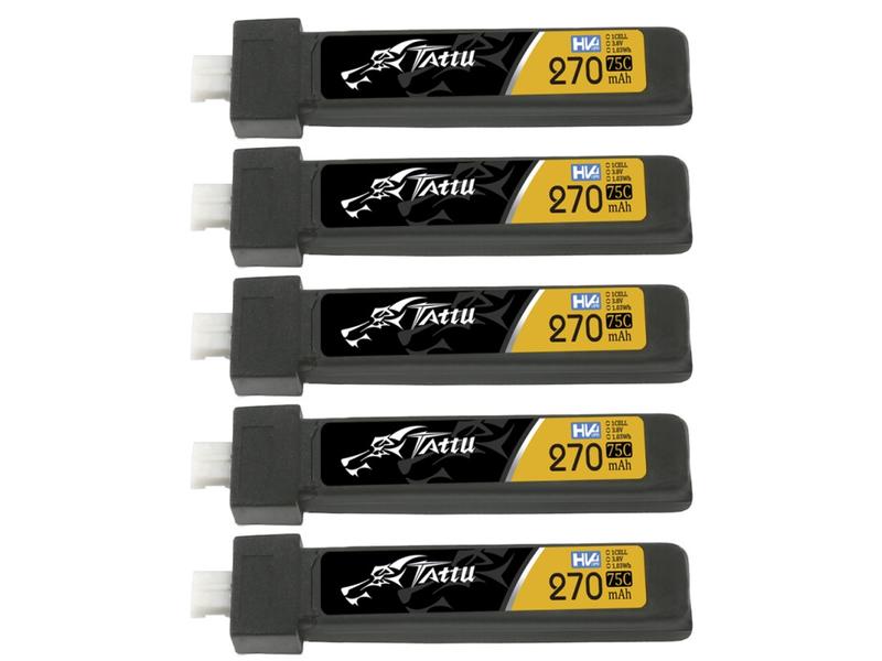 Tattu RC-Akku LiHV 270 mAh 3.8 V 75C 5 Stück Softcase 1S LiHV-Akku für RC Flugmodelle