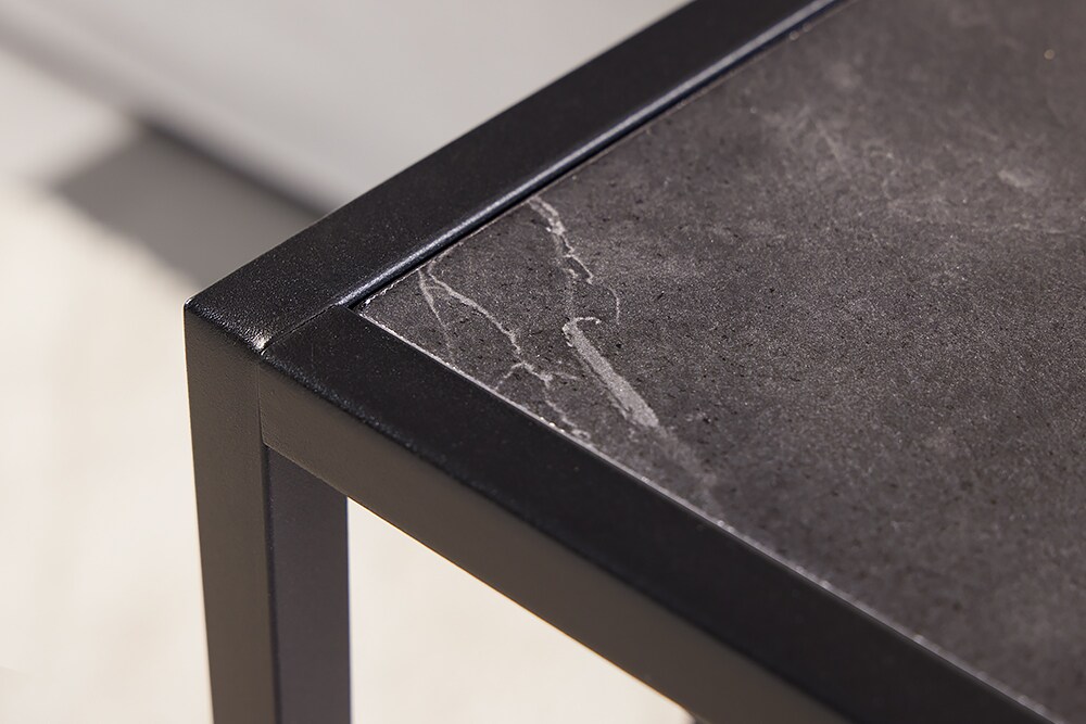 riess-ambiente Beistelltisch SLIM LINE - 65cm anthrazit schwarz Marmor-Design Metall Laptoptisch modern
