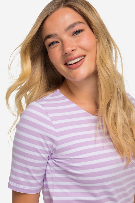 T-Shirt, Classic Fit, Streifen, Rundhals, Halbarm