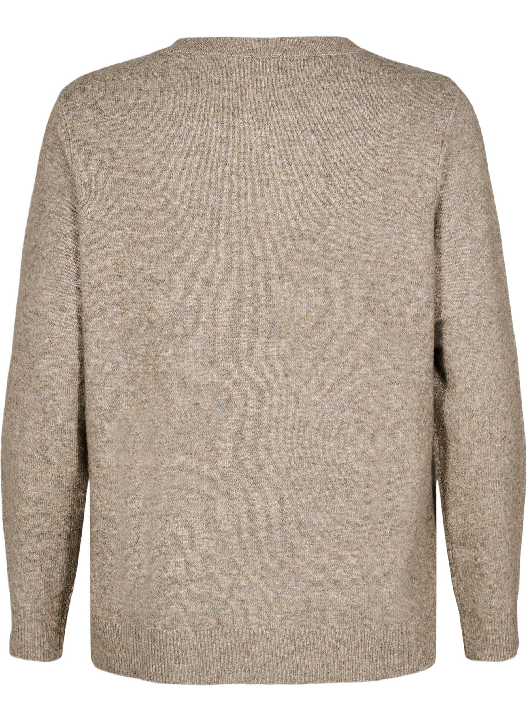 Strikbluse med uld og slidser