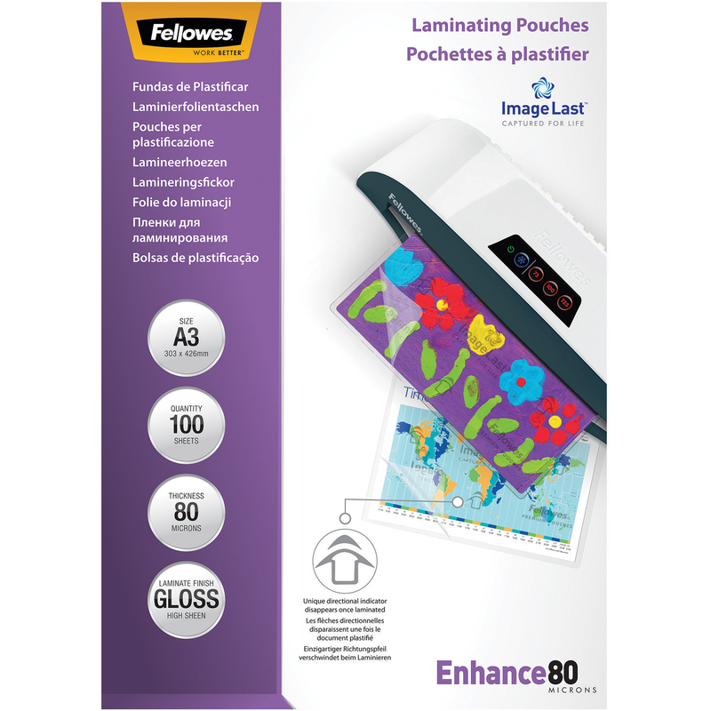 Fellowes Laminiertaschen, A3, 80 mic, glanz, 100 Stück