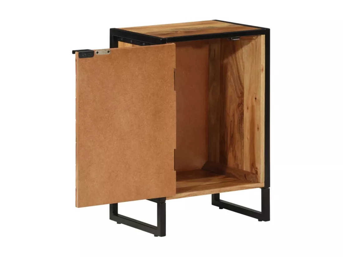Armoire de salle de bain bois massif d'acacia et fer