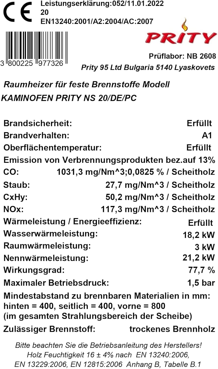 Holzkessel für Zentralheizung NS20, Holzbetrieben, ECO-Design, Asche- und Rußbehälter