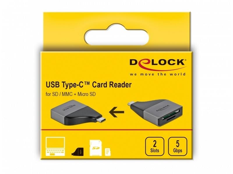 Delock Card Reader Extern 64117 USB Type-C Externer SD-/ MMC- und MicroSD-Cardreader mit USB-C-Anbindung