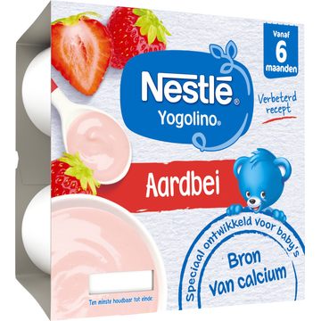 Nestlé Yogolino® Aardbei 6+ maanden baby toetje 4 x 100 g
