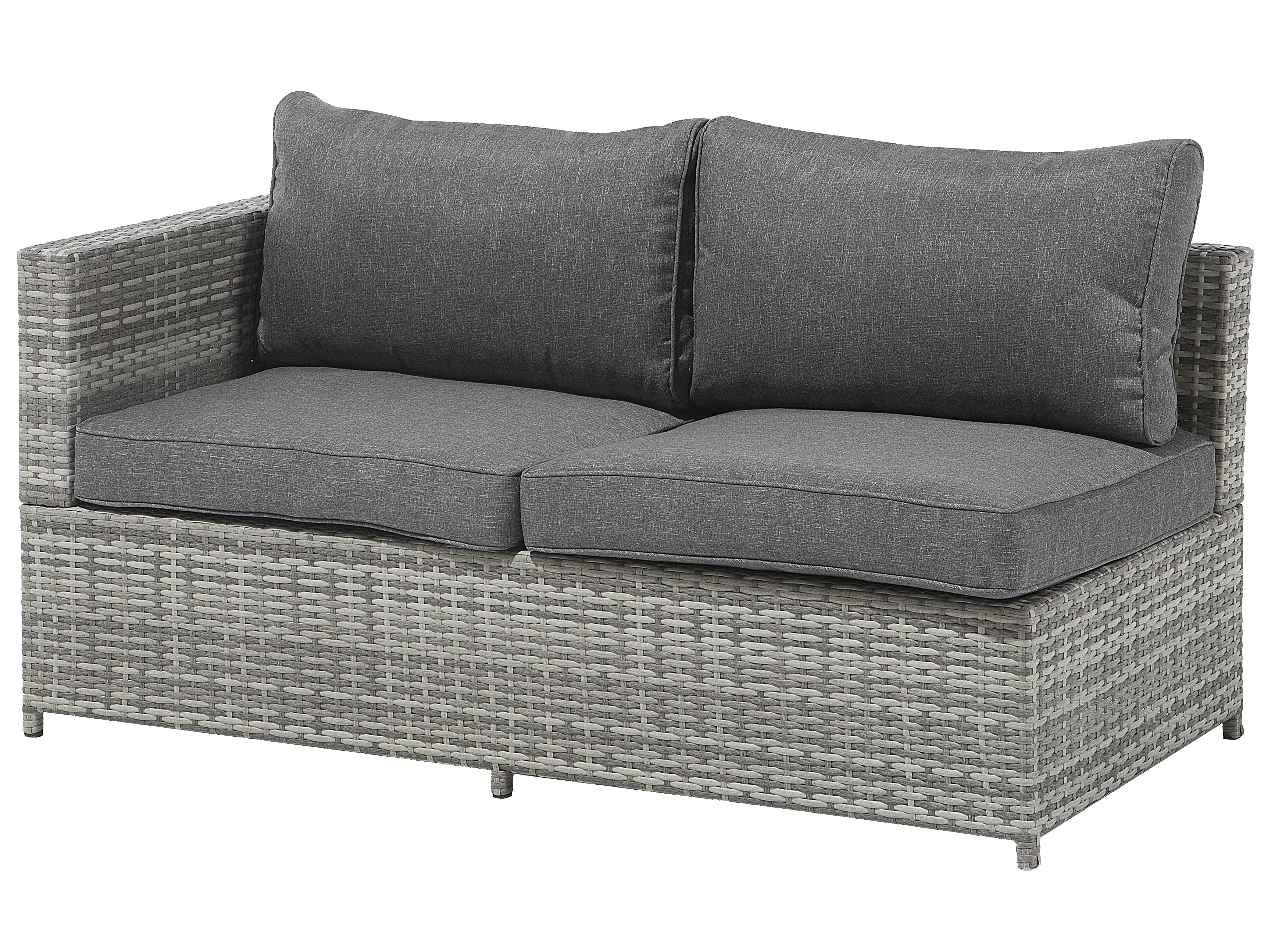 Tuin hoekloungeset met tafel 4-zits AVOLA linkszijdig PE rotan Grijs