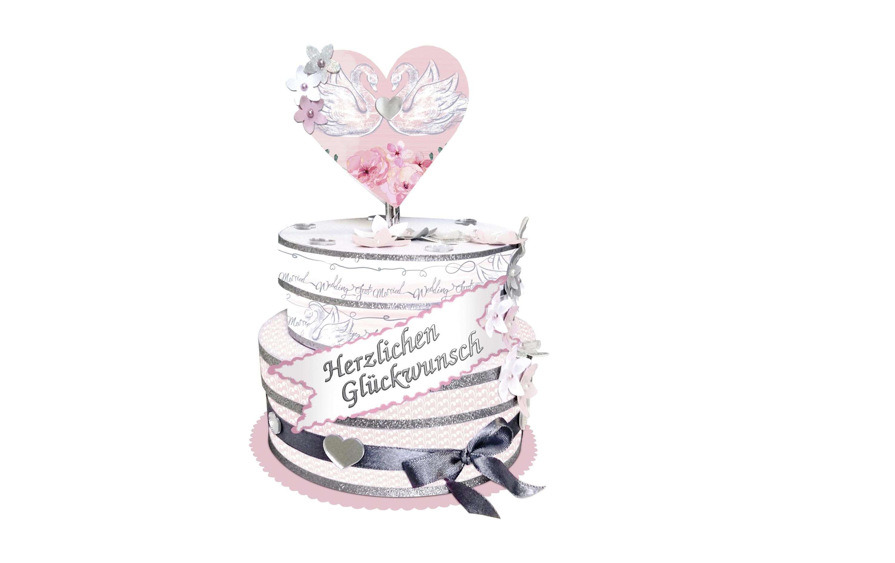 Bastelpapier 300 g/m² 18 Blatt, Rosa/Weiss, HochzeitDesignpapier