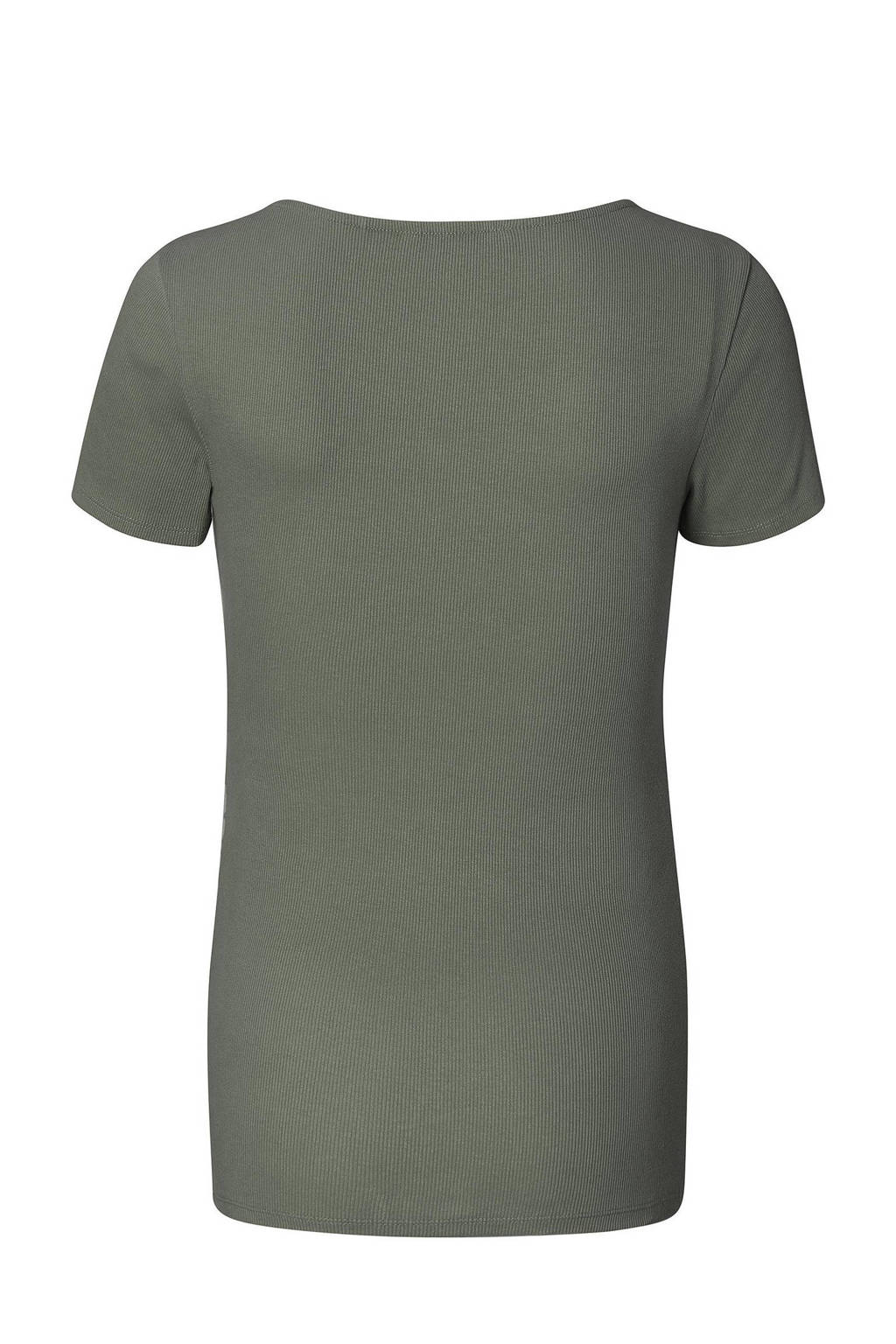 Noppies ribgebreid zwangerschapsshirt Sanson olijfgroen