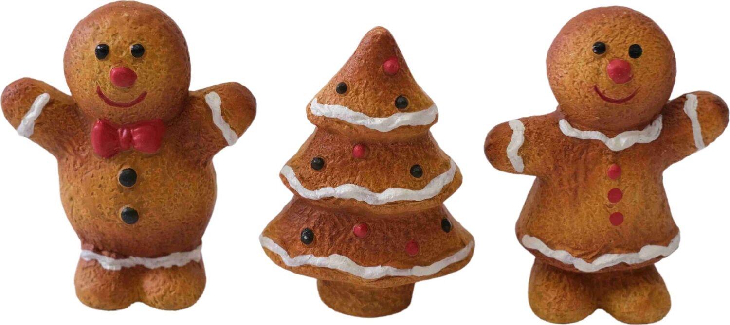 Intratuin tuinbeeld gemberkoekjes bruin 5 x 3 x 7 cm 3 stuks
