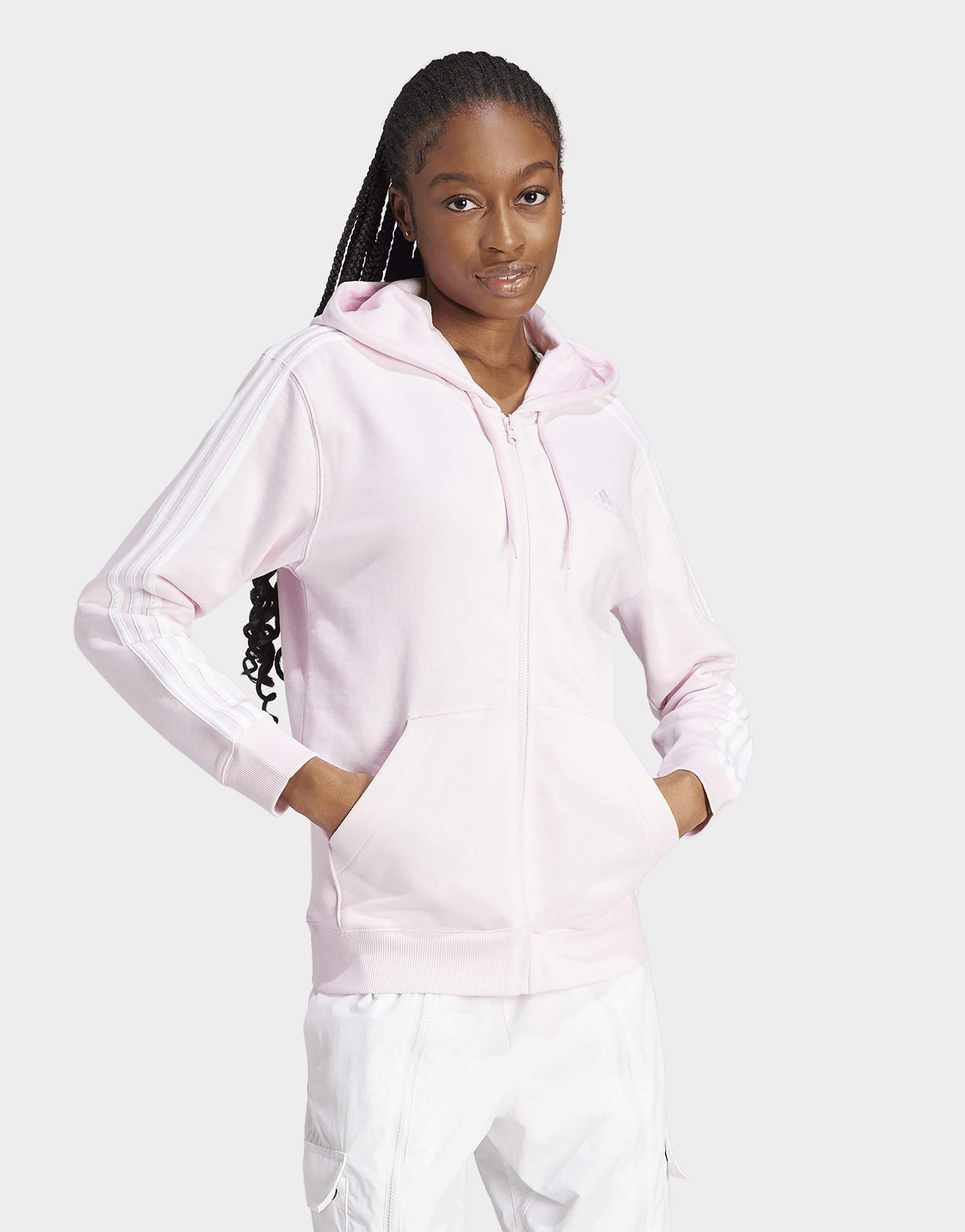 adidas Veste à capuche entièrement zippée en molleton à coupe standard Essentials 3-Stripes